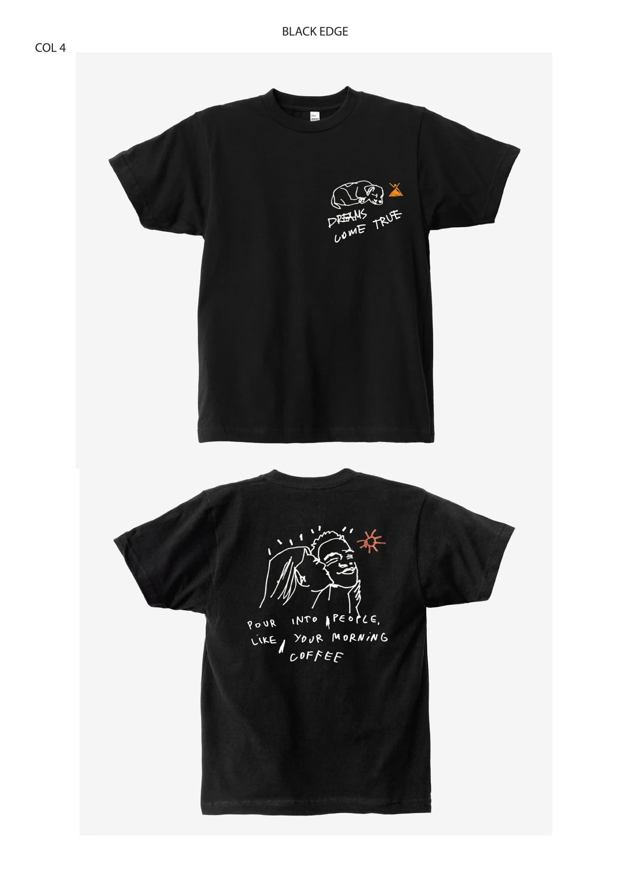 Muso design 2 black edge tee showing front and back artwork.